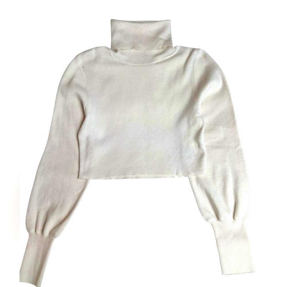 Aritzia Wilfred cream cropped turtleneck sweater, XS, wool-blend Cozy Ski Bunny - Picture 2 of 8
